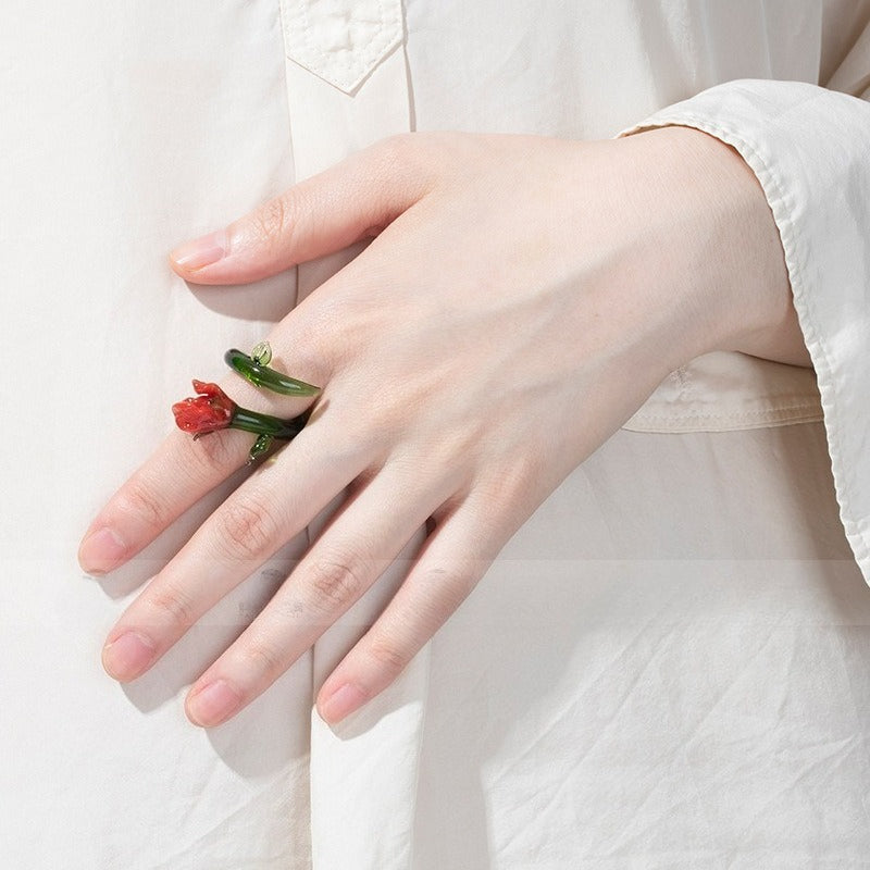 Slow Time Retro Fairy-Style Floral Ring