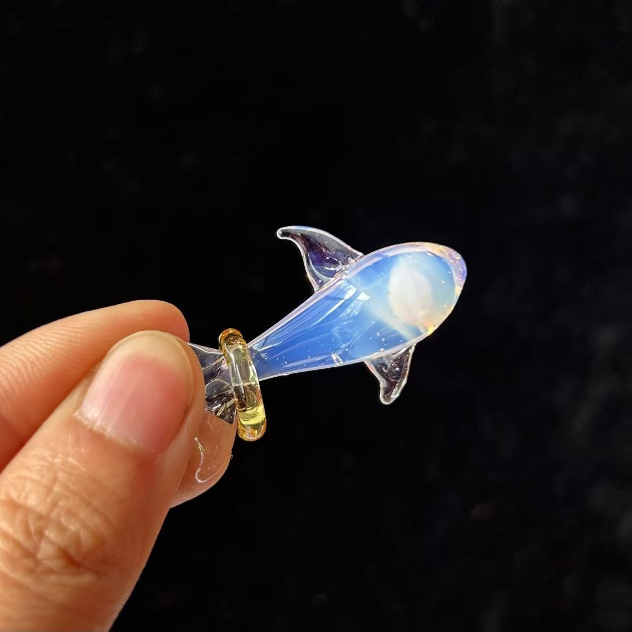 Slow Time Handblown Glass Whale Pendant Necklace