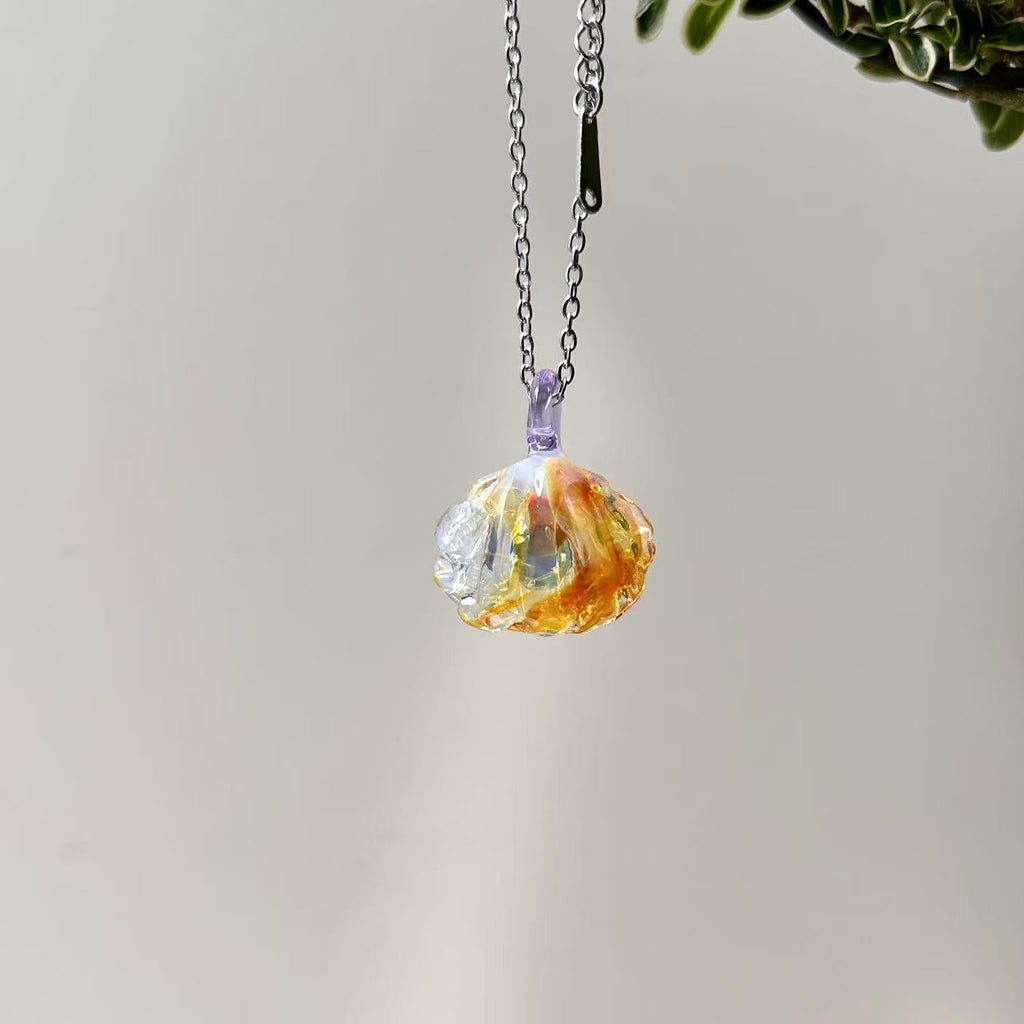 Slow Time Glazed Glass Shell Pearl Necklace