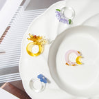 Slow Time Iris Glaze Floral Star and Moon Ring