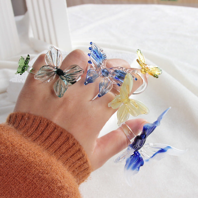 Slow Time Niche Design Handcrafted Glass Ring Jewelry