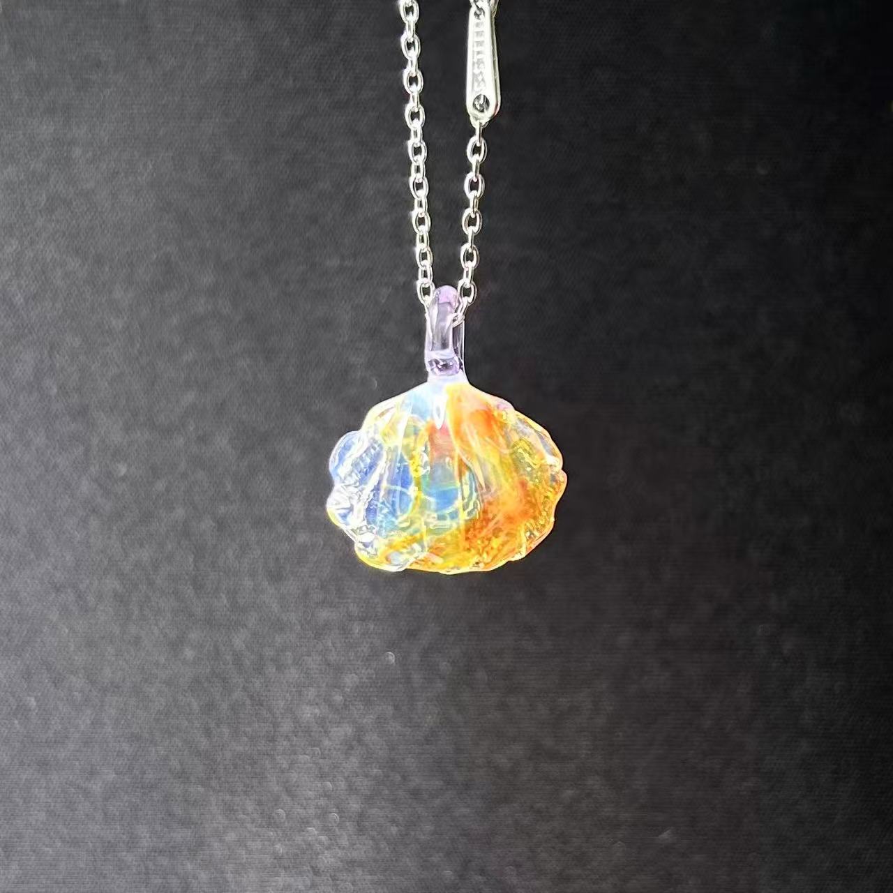 Slow Time Glazed Glass Shell Pearl Necklace