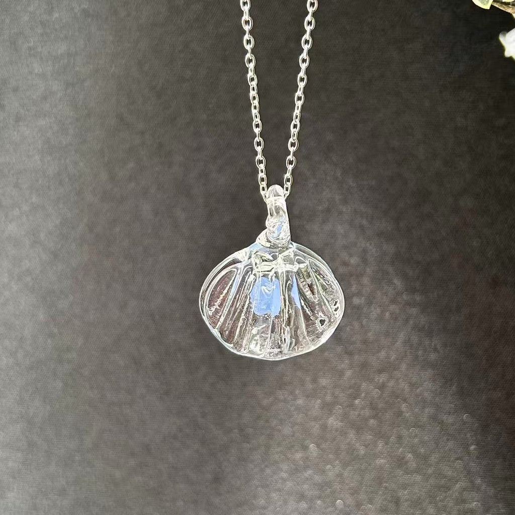 Slow Time Glazed Glass Shell Pearl Necklace