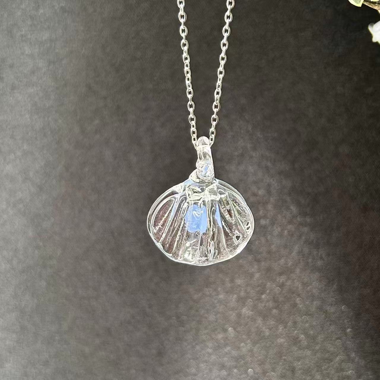 Slow Time Glazed Glass Shell Pearl Necklace