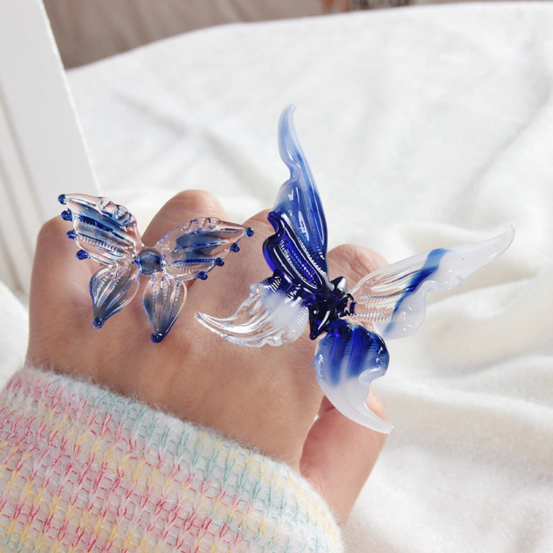 Slow Time Niche Design Handcrafted Glass Ring Jewelry