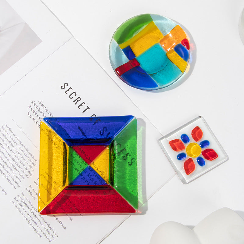 Slow Time Glazed Colored Glass Small Dish