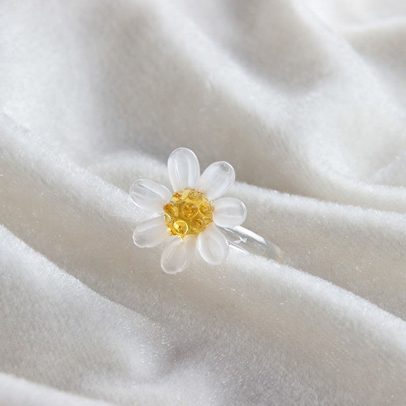 Slow Time Sunflower Craft Glazed Crystal Ring