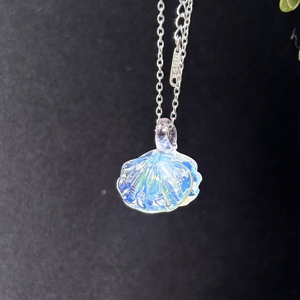 Slow Time Glazed Glass Shell Pearl Necklace