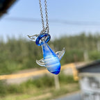 Slow Time Handblown Glass Whale Pendant Necklace
