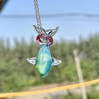 Slow Time Handblown Glass Whale Pendant Necklace