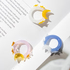 Slow Time Iris Glaze Floral Star and Moon Ring