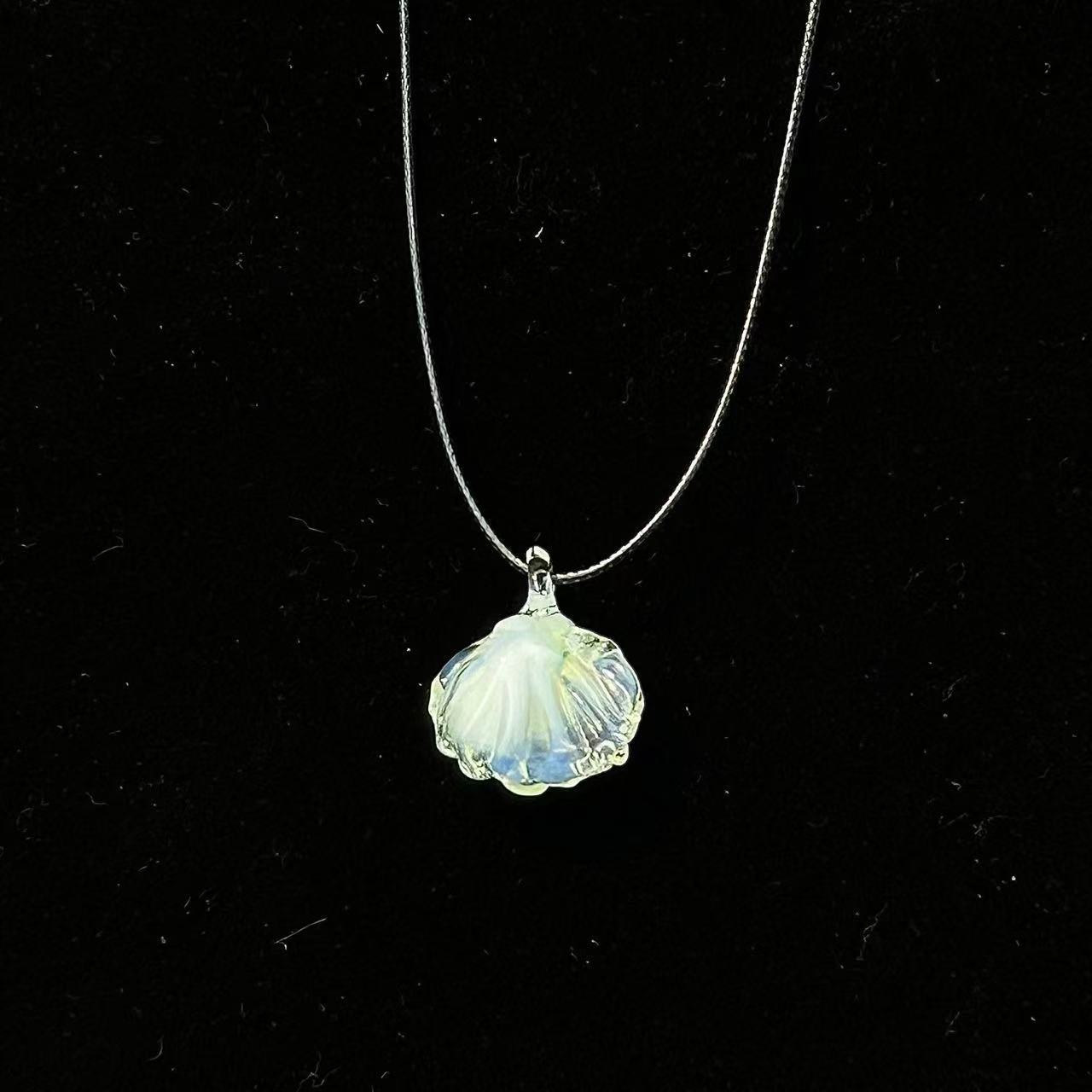 Slow Time Glazed Glass Shell Pearl Necklace