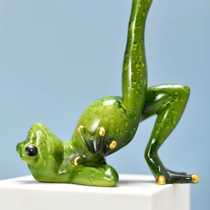 Slow Time Glazed Yoga Frog Resin Craft
