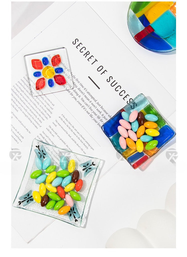 Slow Time Glazed Colored Glass Small Dish