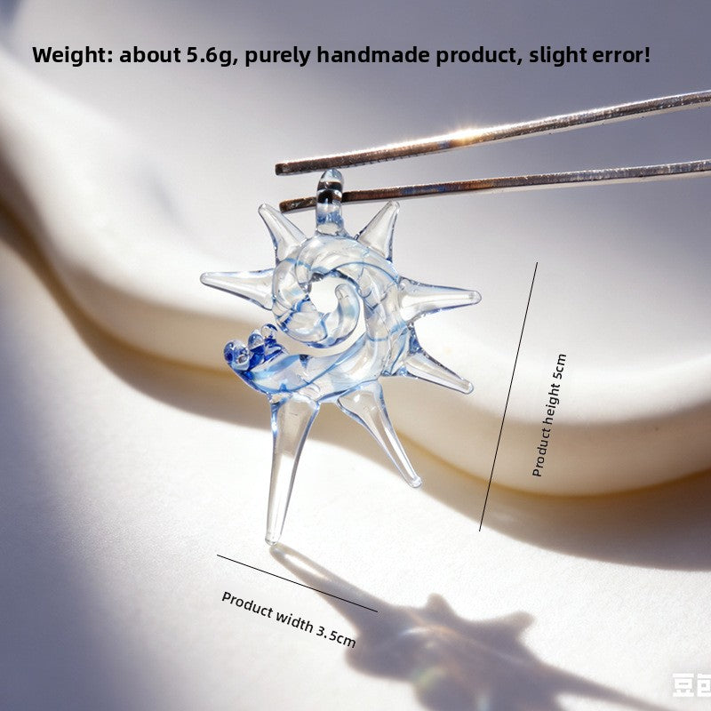 Slow Time  Handcrafted Glass Niche Boutique Conch Shell Necklace