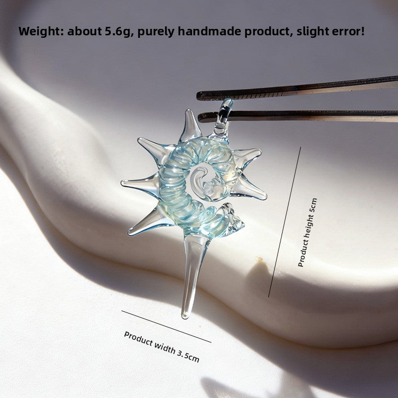 Slow Time  Handcrafted Glass Niche Boutique Conch Shell Necklace