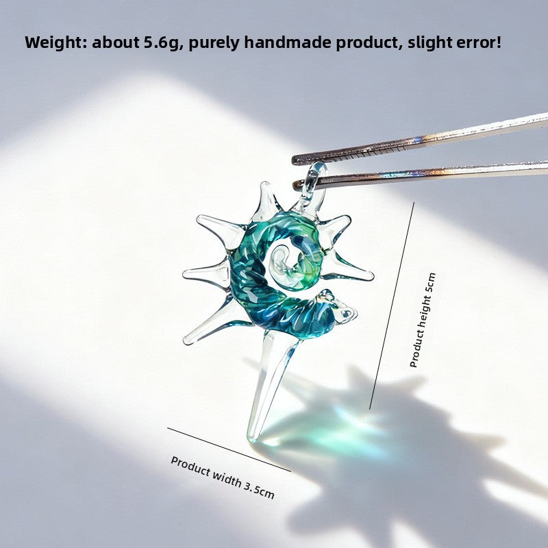 Slow Time  Handcrafted Glass Niche Boutique Conch Shell Necklace