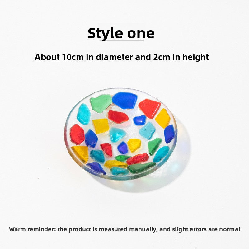 Slow Time Glazed Colored Glass Small Dish