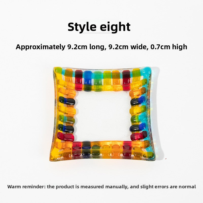 Slow Time Glazed Colored Glass Small Dish