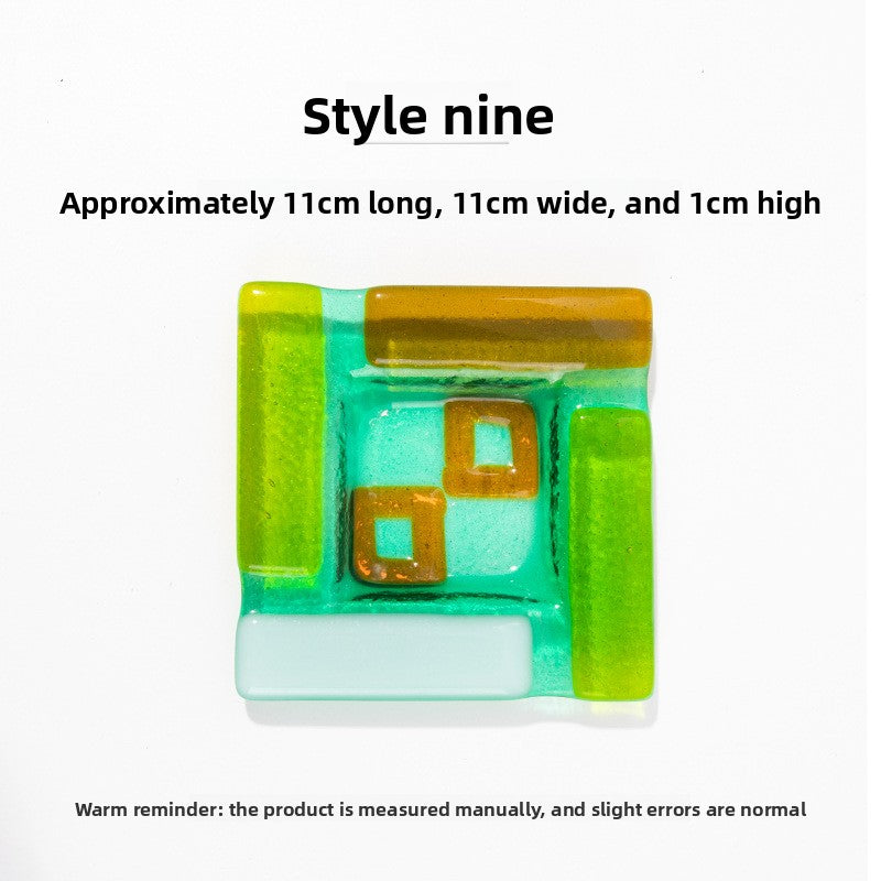 Slow Time Glazed Colored Glass Small Dish