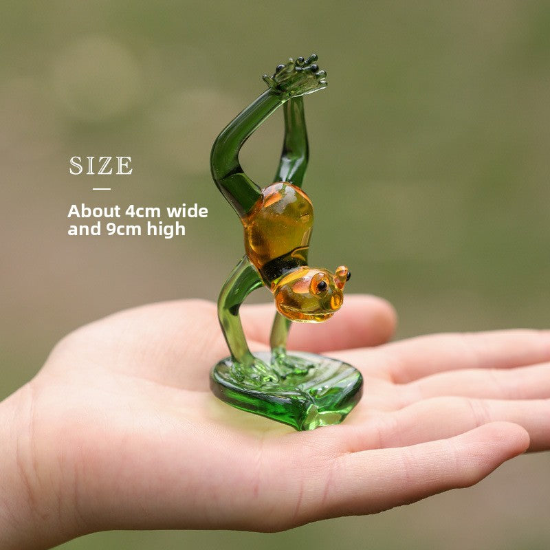 Slow Time Glazed Yoga Frog Resin Craft