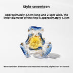 Slow Time Iris Glaze Floral Star and Moon Ring