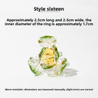 Slow Time Iris Glaze Floral Star and Moon Ring