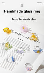 Slow Time Iris Glaze Floral Star and Moon Ring