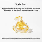 Slow Time Iris Glaze Floral Star and Moon Ring