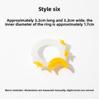 Slow Time Iris Glaze Floral Star and Moon Ring