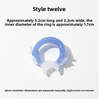 Slow Time Iris Glaze Floral Star and Moon Ring