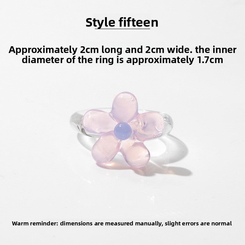 Slow Time Iris Glaze Floral Star and Moon Ring