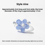 Slow Time Iris Glaze Floral Star and Moon Ring