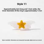 Slow Time Iris Glaze Floral Star and Moon Ring