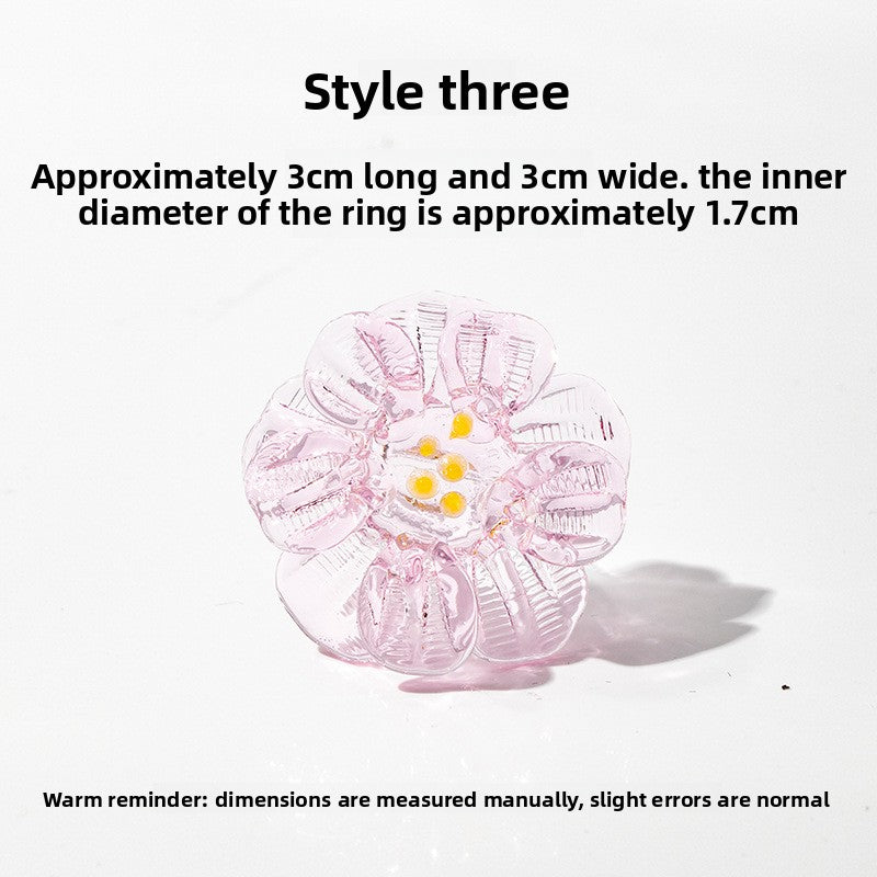 Slow Time Iris Glaze Floral Star and Moon Ring