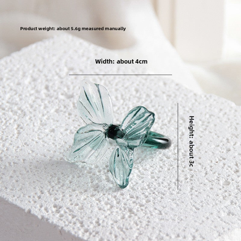 Slow Time Niche Design Handcrafted Glass Ring Jewelry