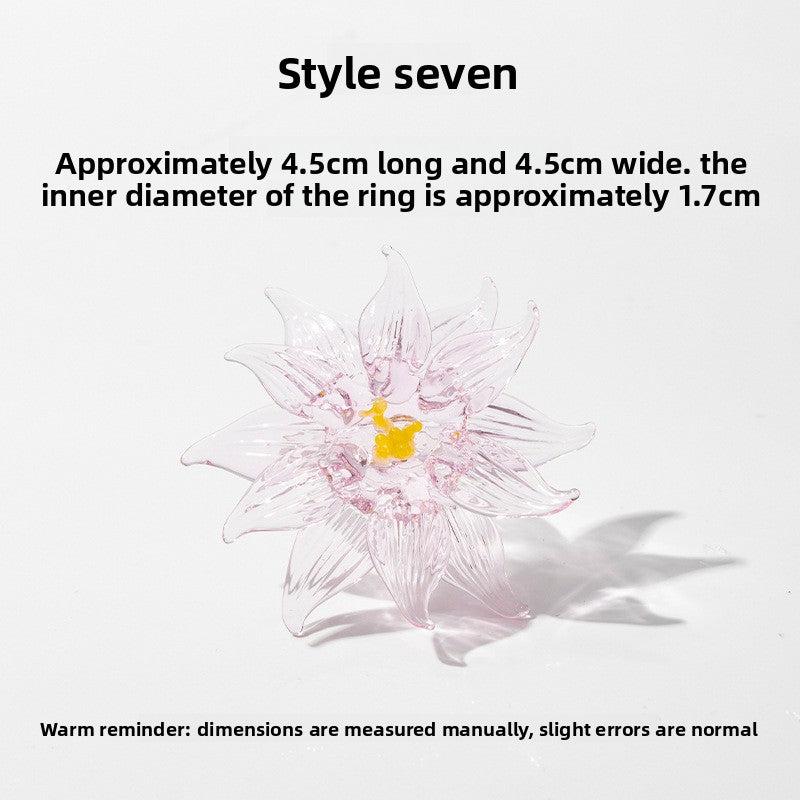 Slow Time Iris Glaze Floral Star and Moon Ring