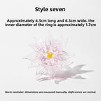 Slow Time Iris Glaze Floral Star and Moon Ring