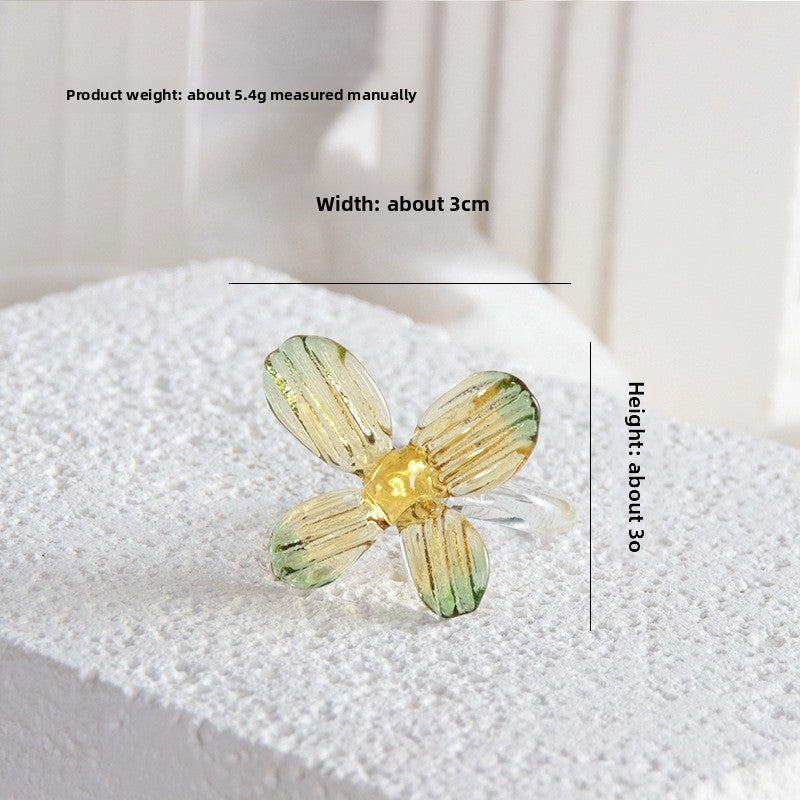 Slow Time Niche Design Handcrafted Glass Ring Jewelry