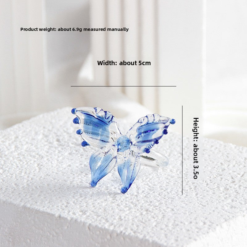 Slow Time Niche Design Handcrafted Glass Ring Jewelry