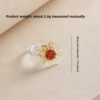 Slow Time Sunflower Craft Glazed Crystal Ring